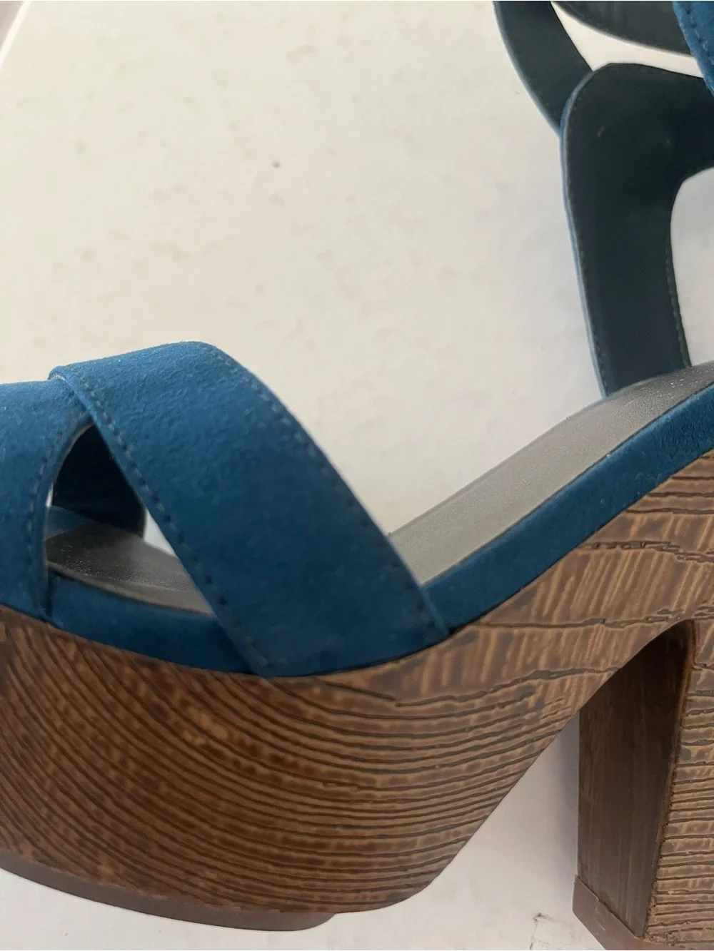 G by Guess Teal Suede Platform Wedge Sandals